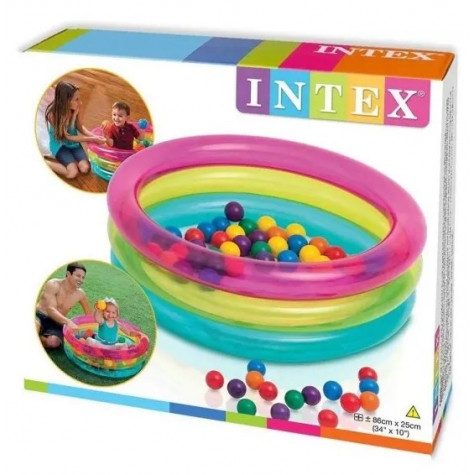 Intex 48674 Bazén dětský nafukovací 3 komory 86x25 cm + 50 míčků ~ 4