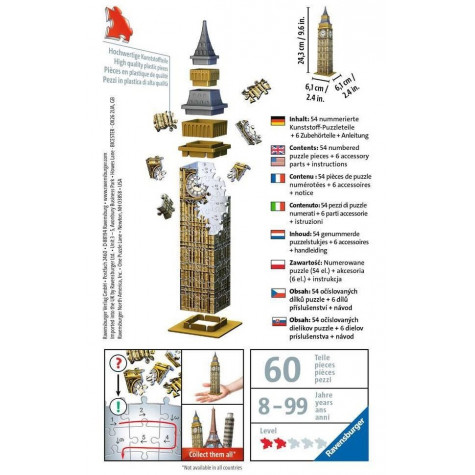 RAVENSBURGER 3D puzzle Mini Big Ben 54 dílků ~ 3