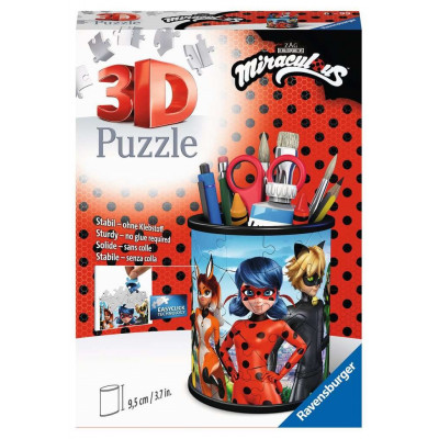 RAVENSBURGER 3D puzzle stojan: Kouzelná Beruška a Černý Kocour 57 dílků