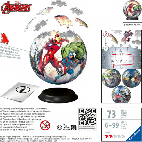 RAVENSBURGER 3D Puzzleball Marvel: Avengers 73 dílků ~ 4