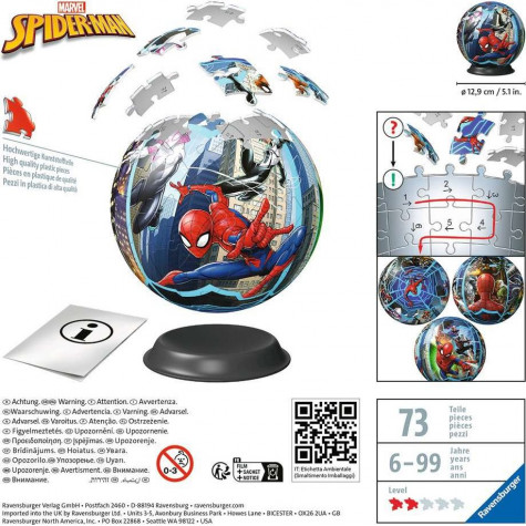 RAVENSBURGER 3D Puzzleball Spiderman 73 dílků ~ 3