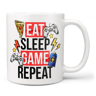 Hrnek 330 ml - Eat, sleep, game