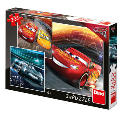 Dino Cars 3: Trénink puzzle 3x55 dílků