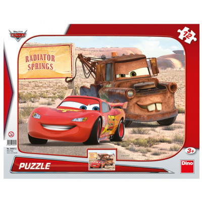 Dino Cars: Blesk & Burák deskové tvary puzzle 12 dílků