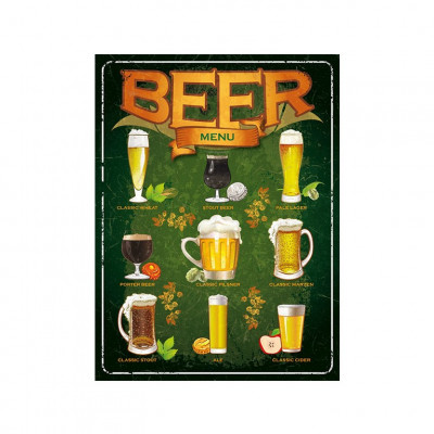 Nekupto Plechová cedule 30x40cm - Beer menu