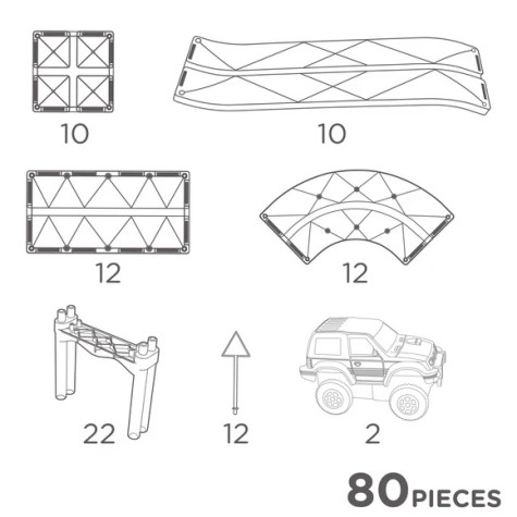 Cleverclixx Velká magnetická závodní dráha pastelová 80 dílů ~ 3