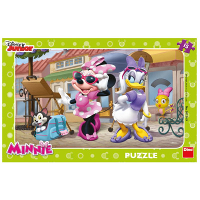 Dino Minnie na Montmartru deskové puzzle 15 dílků