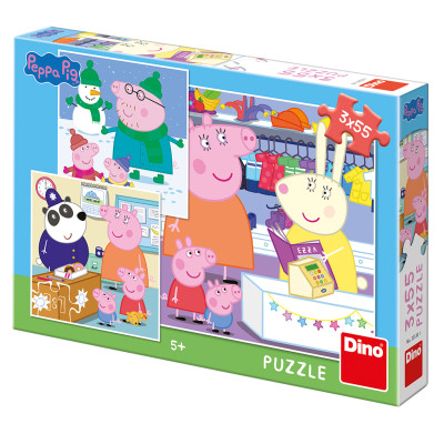 Dino Peppa Pig: Veselé odpoledne puzzle 3x55 dílků