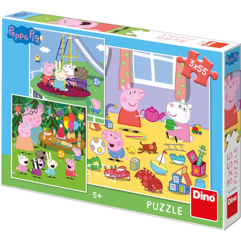 Dino Peppa Pig na prázdninách puzzle 3x55 dílků ~ 2