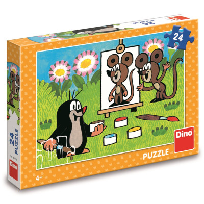 Dino Puzzle Krtek malířem 24 dílků