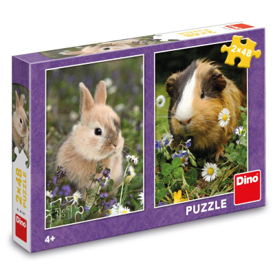 Dino Puzzle Králíček a morče 2x48 dílků