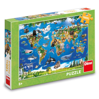 Dino Puzzle Mapa zvířat 100 XL dílků