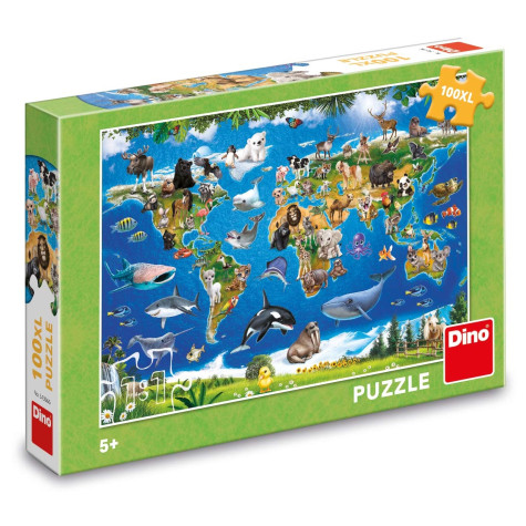 Dino Puzzle Mapa zvířat 100 XL dílků ~ 1