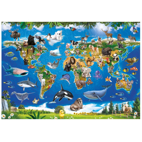 Dino Puzzle Mapa zvířat 100 XL dílků ~ 2