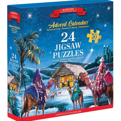 EUROGRAPHICS Puzzle Adventní kalendář: Narození Ježíška 24x50 dílků