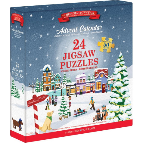 EUROGRAPHICS Puzzle Adventní kalendář: Vánoční jarmark 24x50 dílků ~ 1