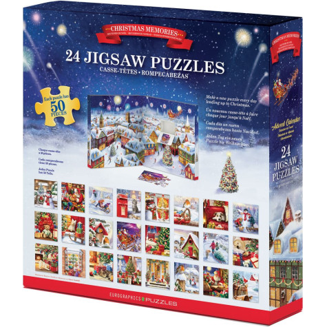 EUROGRAPHICS Puzzle Adventní kalendář: Vánoční vzpomínky 24x50 dílků ~ 4