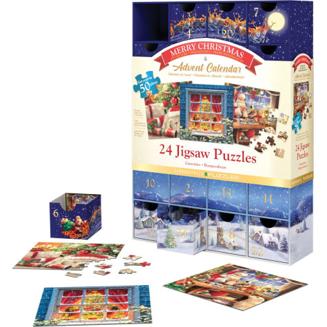 EUROGRAPHICS Puzzle Adventní kalendář: Veselé Vánoce 24x50 dílků ~ 2