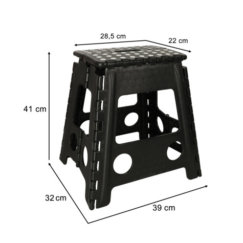 KIK Protiskluzová skládací stolička vysoká 39 cm černá ~ 2