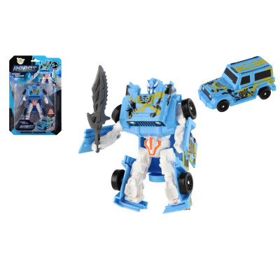 Teddies Transformer auto/robot plast 14cm modrý