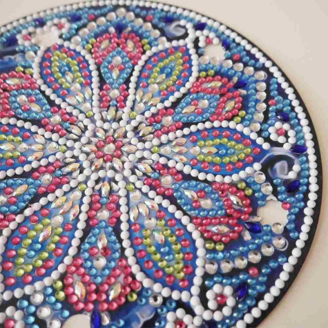 Diamantové malování LED lampička mandala - modro fialová ~ 2