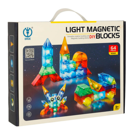 Dige Stavebnice magnetická LED svítící 64 ks ~ 10