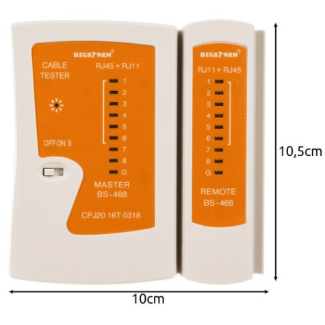 Tester kabelů RJ45/RJ11 Bigstren 22166 ~ 3