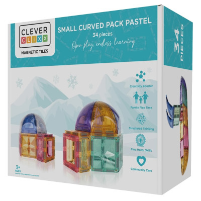 Cleverclixx Zaoblené díly Curved Pack Pastel 34 dílů