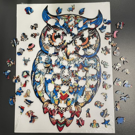 Dřevěné puzzle Sova barevná Kruzzel 24551 ~ 5