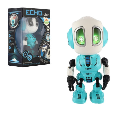 Teddies Robot ECHO opakující věty kovový 12cm modrý ~ 1