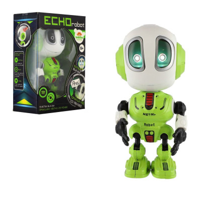 Teddies Robot ECHO opakující věty kovový 12cm zelený