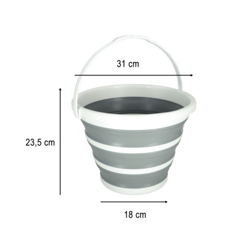 Silikonový skládací kbelík 10 l šedý ~ 5