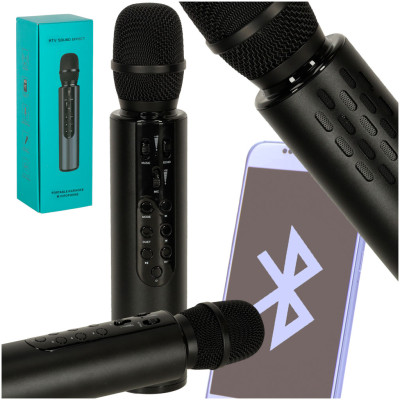 KIK Bezdrátový karaoke bluetooth mikrofon - černý