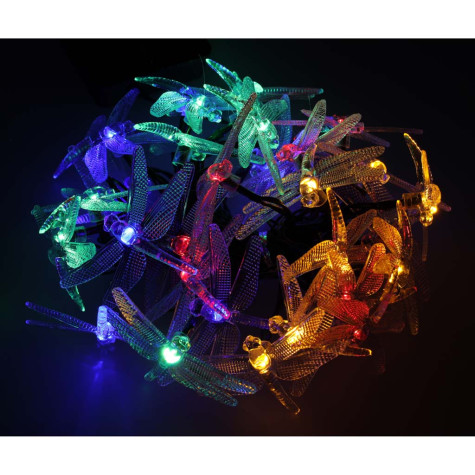 KIK Solární světelný řetěz Vážky 6,5 m 30LED multicolour ~ 6