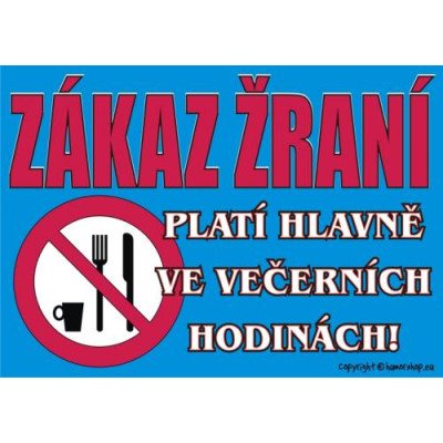 Certifikát - Zákaz žraní