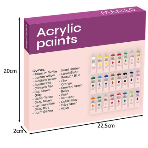 Akrylové barvy 24 ks 12ml Maaleo 20363 ~ 7