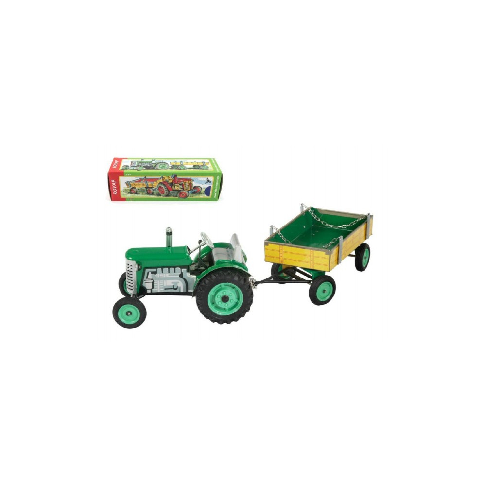 Kovap Traktor Zetor s valníkem zelený na klíček kov 28cm