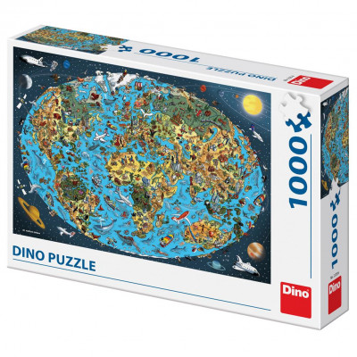 Dino Kreslená mapa Světa puzzle 1000 dílků