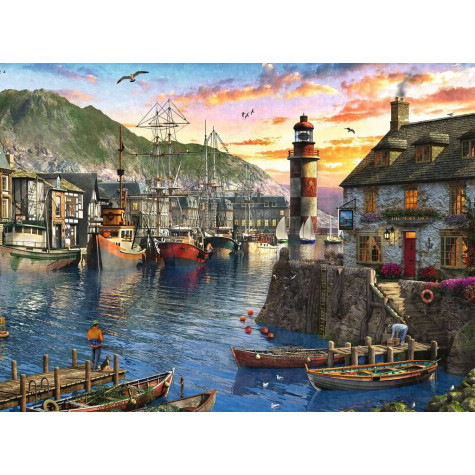 RAVENSBURGER Puzzle Východ slunce v přístavu 500 dílků ~ 2