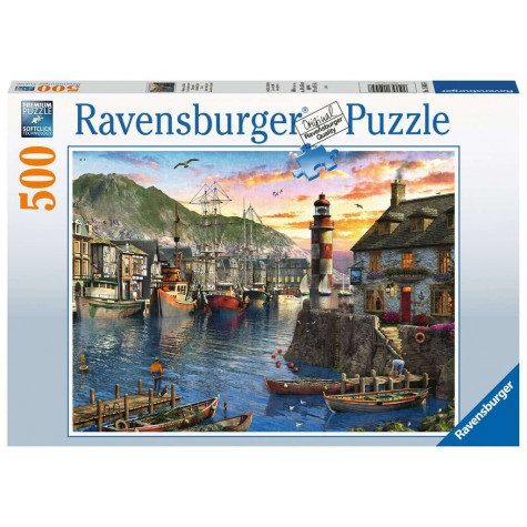 RAVENSBURGER Puzzle Východ slunce v přístavu 500 dílků ~ 1