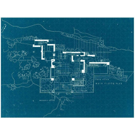 GALISON Oboustranné puzzle Frank Lloyd Wright Fallingwater 500 dílků ~ 3