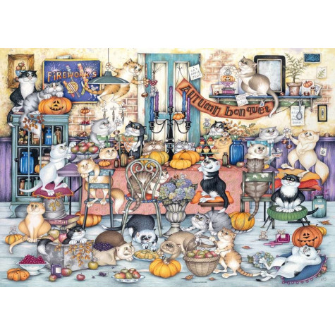 RAVENSBURGER Puzzle Crazy Cats: Podzimní hostina 1000 dílků ~ 2