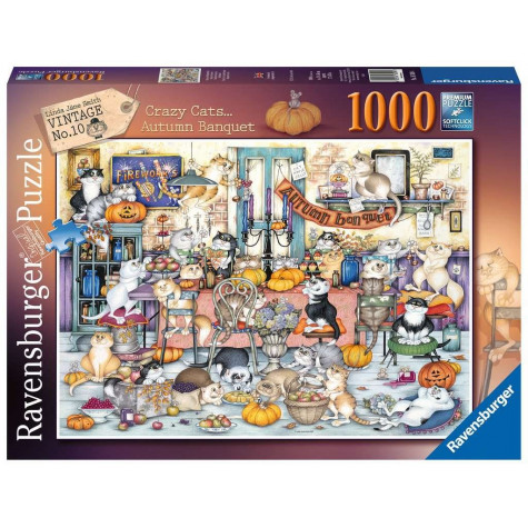 RAVENSBURGER Puzzle Crazy Cats: Podzimní hostina 1000 dílků ~ 1