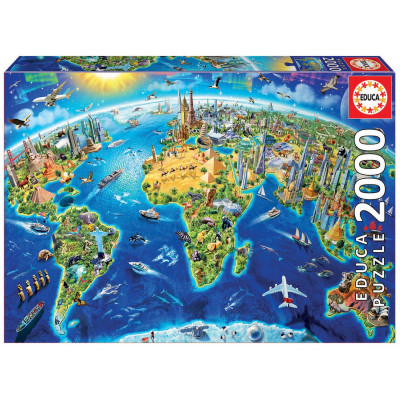 EDUCA Puzzle Mapa se světovými památkami 2000 dílků