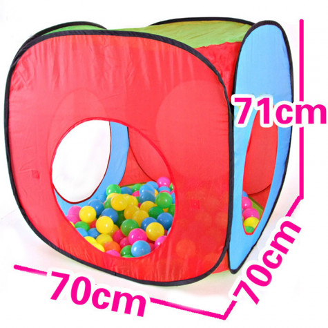 2.JAKOST Dětský stan a hrací domeček s tunelem včetně 200 míčků ~ 9