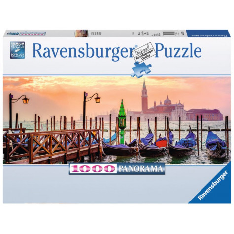 RAVENSBURGER Panoramatické puzzle Gondoly v Benátkách, Itálie 1000 dílků ~ 1