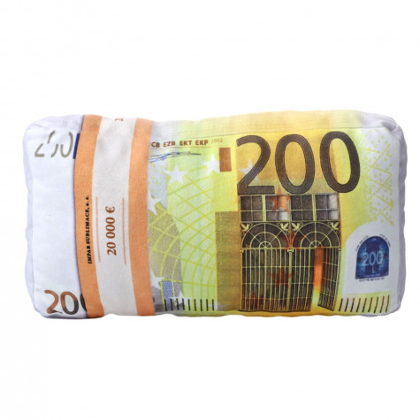 3D polštář 43 x 25 cm - Bankovky euro 200€ ~ 1