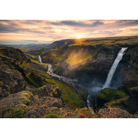 RAVENSBURGER Puzzle Vodopád Haifoss, Skandinávie 1000 dílků ~ 2