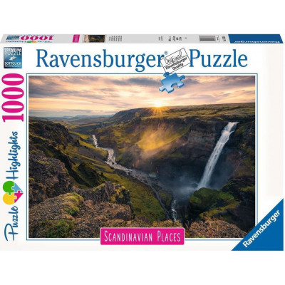 RAVENSBURGER Puzzle Vodopád Haifoss, Skandinávie 1000 dílků