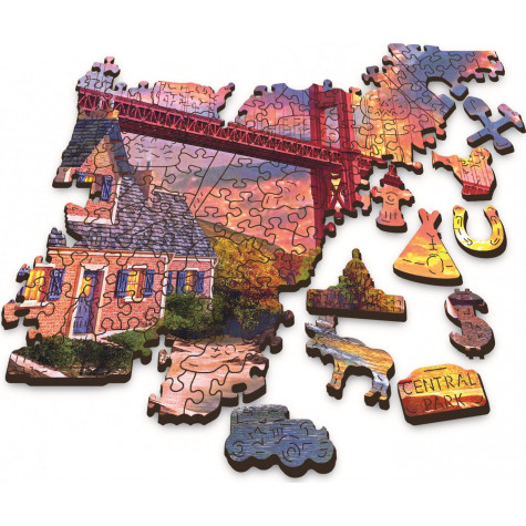 TREFL Wood Craft Dřevěné puzzle Západ slunce nad Golden Gate 1000 dílků ~ 3